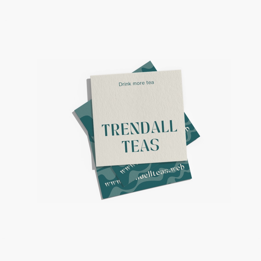 Square cotton business cards for a tea shop.